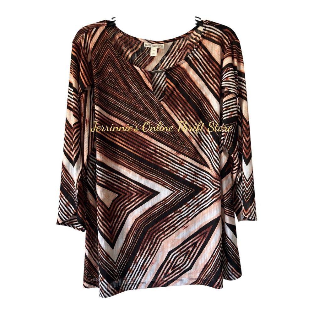 Dana Buchman Multi Color Blouse Butterfly‎ Sleeve Orange and Black
